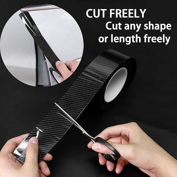 DGSL Car Door Edge Guards Door Sill Protector, 1.2In x 16.4Ft+2In x 16.4Ft+2.7In x 33Ft 5D Carbon Fiber Car Wrap Film, Vinyl Automotive Wrap Film Anti-Collision Fits for Most Car (Black)