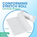 HEALQU Premium Gauze Rolls - 4" x 4 Yards - 24 Rolls, Individually Wrapped Conforming Stretch Gauze Bandage - Super Soft Woven Stretch Bandages for Primary Wound Dressing Support