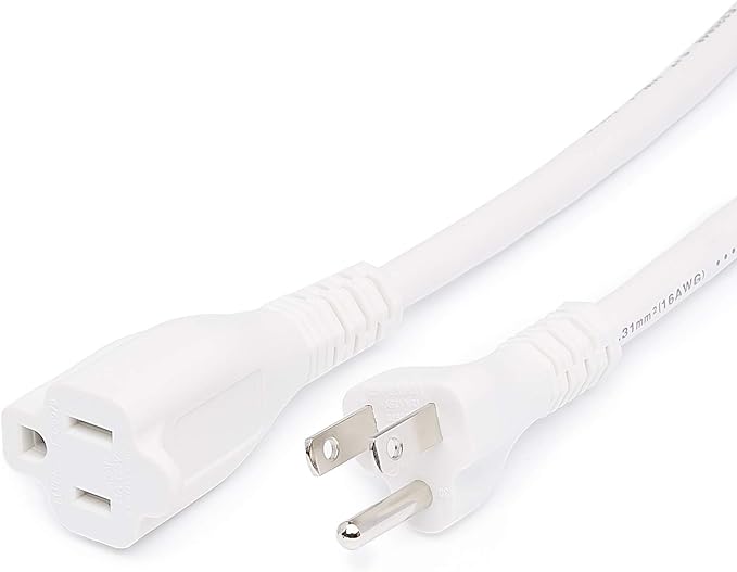 Amazon Basics Extension Cord, 13 Amps, 125V, 25 Foot, White - Pack of 2