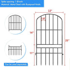 Adavin Animal Barrier Garden Fence,10 Pack Black 12''L x 25" H no dig Fence, Underground dig Protection for Dog Rabbits Rustproof Metal Wire Panel Border, 10 ft Ground Stakes for Outdoor Patio