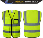 Hi Vis Reflective Safety Vest for Men Women Mesh Class 2 High Visibility Vest with Pockets,Meets ANSI/ISEA Standards(EK170-Mesh-Yellow-2XL)
