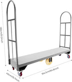 64.6Lx15.7H U-Boat Platform Truck Dolly, 2000lbs Heavy Duty U Boat Cart Steel with 6PCS Wheel Caster and 2 Side Fences for for Industrial, Retail, Warehouse
