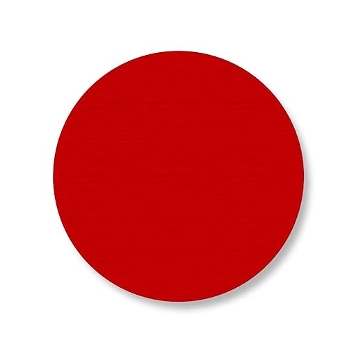 Mighty Line 3.75" Solid Dot Shaped Floor Marking Tape for Safety, Caution, Warning, Heavy-Duty, Peel and Stick, Adhesive Circle Spots, Industrial Quality, Red, Pack of 100