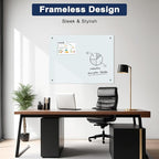 Magnetic Glass Whiteboard, 8' x 4' Glass Dry Erase Board for Wall, 96" x 48" Large Frameless White Board with 1 Marker Tray and 10 Magnets for Office, Home, Classroom - Normal White