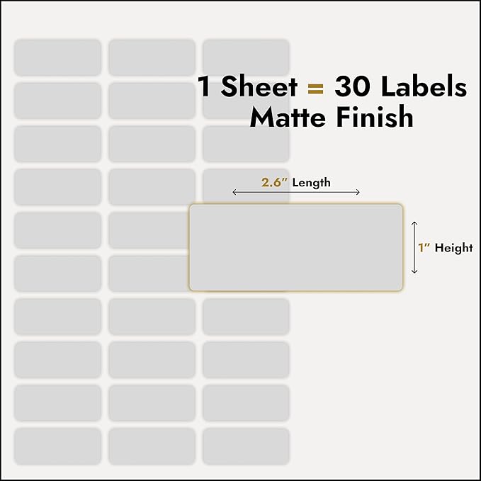 Return Address Labels Personalized, 1 Sheet = 30 Labels, 2.6"L x 1"H - Matte Finish Personalized Address Labels - Return Labels Personalize Self Adhesive - Custom Address Labels (Modern, Clear)
