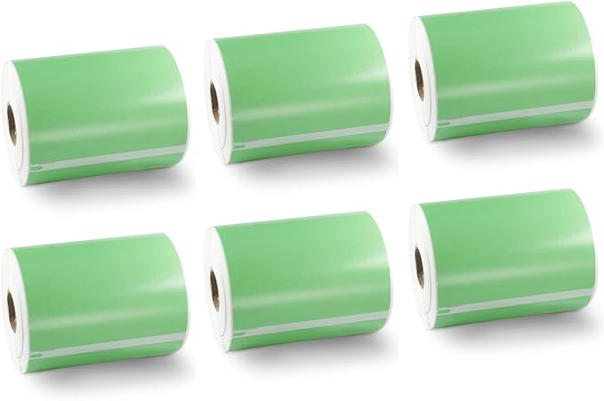 BETCKEY Colored Labels Compatible with Dymo 1744907 (4" x 6") Extra Large Shipping Labels, Compatible for Dymo LabelWriter Thermal 4XL & Zebra Desktop Printers [6 Rolls, Green]