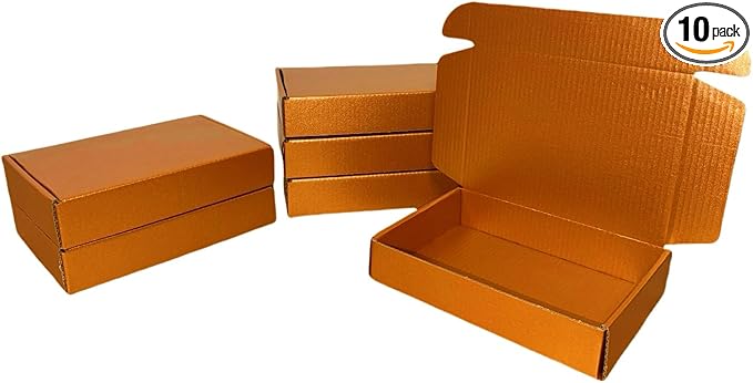 10 Pcs 11.8 x 7.9 x 3.2 inches Corrugated Cardboard Gift Boxes Recyclable Shipping Boxes for Mailing & Holidays, Wedding, Birthday, Gifts Packaging (Copper, 11.8 x 7.9 x 3.2")