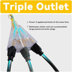 EP 50 Ft 12 Gauge Heavy Duty Extension Cord, 15A 125V 1875W, 3 Outlet Indoor/Outdoor Power Cord with Lighted End, 12/3 SJTW Weatherproof Yellow, UL Listed