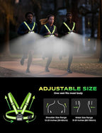 500LM High-Visibility Running Lights for Runners, Adjustable 45° Beam & 360° Reflective Vest, IPX4 Waterproof Running Vest Light for Night Walking/Cycling/Jogging, 3.5-20Hrs Runtime