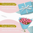 PerkHomy 17.8" x 1,440" (120') Light Blue Kraft Paper Roll for Craft Bulletin Board Paper Art Table Covering Crafting Gift Wrapping Bouquet Packing Parcel 80GSM 55LB (Light Blue, 17.8" x 120')