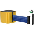 WM412 Retractable Belt Wall Mounted Yellow Crowd Control Barrier and Receiving End, 20' Blue Belt
