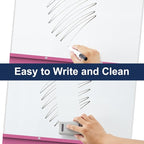 TSJ OFFICE Mobile Whiteboard Magnetic - 40 x 26 Inches Dry Erase Board on Wheel with Stand Flipchart Easel Height Adjustable, Violet