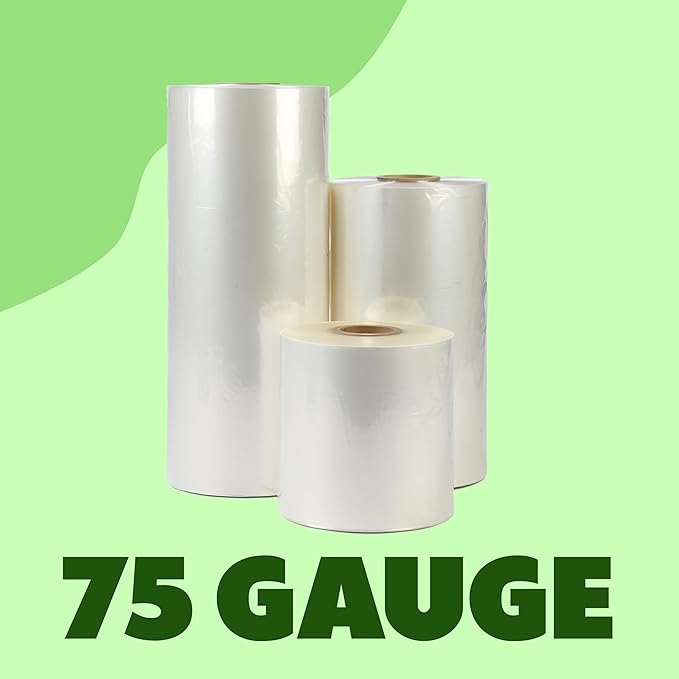 The Boxery Shrink Wrap Film 12" x 42000” (3500’) Heat Wrap POF Centerfold - Polyolefin 75 Gauge - Heavy Duty Grade Heat Shrinkable Film for Packaging - Small Business, Toys, Books, and Much More.