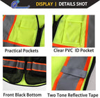 Reflective Mesh Safety Vest for Men Women with 5 Pockets and Zipper Front High Visibility Mesh Vest Hi Vis Construction Work Vest,Meets ANSI/ISEA Standards(EK175-Yellowblack-L)