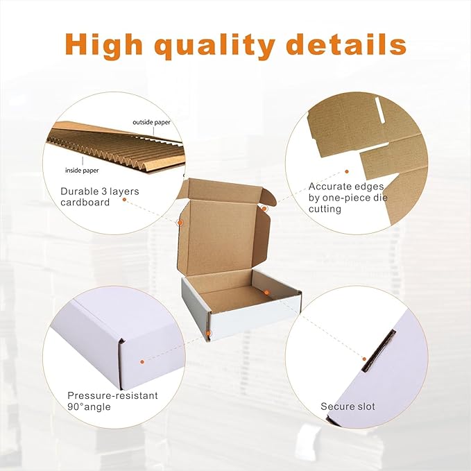 400 Pack 4x4x1'' Small Shipping Boxes, Corrugated Cardboard Mailers for Business, White (CM441-400)