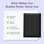 Black Small Poly Bubble Mailers 6x10 inch #0 | Self Seal Padded Envelopes | Cushioned Bubble Mailer | Usable Size 6x9 | WaterProof | Lightweight mailing Shipping Bags | 250 Pack Bulk