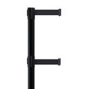 CCW Series WBB-200D - Set of 2 Retractable Dual Belt Stanchion Safety Barrier, Heavy-Duty Rubber Base Yellow Post (11 Foot Belt, Black with Horizontal Blue Stripe Belt)