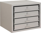 Steel Compartment Box Slide Rack, 4 Divider Scoop Boxes, Cold-Rolled Steel, 20" L x 15.75" W x 15" H, Carry-on Tool Box, Gray — Small Parts Organizer for MRO, Shop & Garage