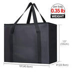 Bodaon 2-Pack Insulated Reusable Grocery Bag Heavy Duty Thermal Tote, X-Large for Frozen Foods Cold Storage, Travel Cooler Shopping Transport Hot Food Delivery, Collapsible Insulated Bags, Black