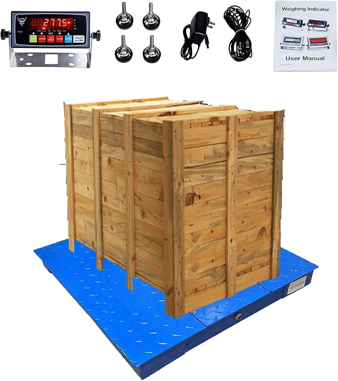 Industrial Floor Scale, 36" x 36", 2500LB/1LB with Accurate Digital Indicator