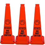 BESEA Caution Cone 3 Pack, 28" Caution Cone with Weighted Base, Red 4-Sided “Cantion Do NOT Enter ” Warning Cone for Creation Area Driveways, Business Parking Lots, Garages, Indoor/Outdoor