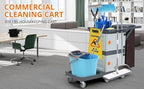 Commercial Janitorial Cart with Cabinet, 3-ply Multi-Purpose Engineered Plastic Housekeeping Cart with 30 Gallon Bag Hand Push Utility Cart, 200 lbs Load Capacity
