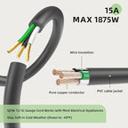 EP 6 Ft Outdoor Extension Cord, 12/3 SJTW Heavy Duty Extension Cable with 3 Prong Grounded Plug, 15 AMP Power Cord for Lawn, Garden, Appliances, Gray