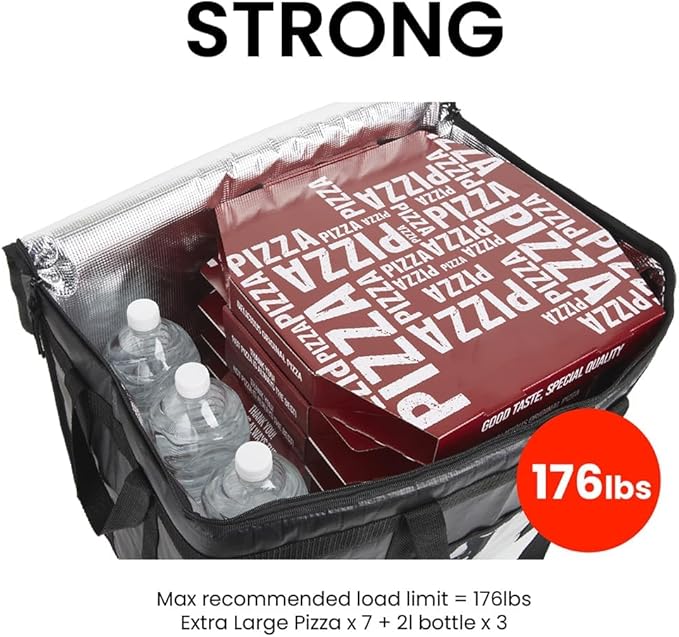 Durable PRO Insulated Cooler Bag and Food Warmer (3XL, 4 pack) for Delivery & Grocery Shopping with Zippered Top, Black Commercial Grade