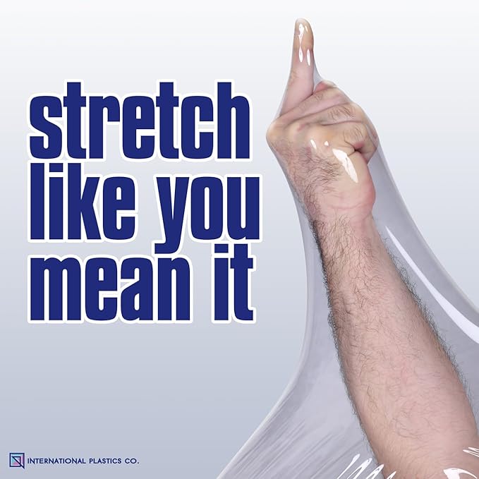 International Plastics Co. 18" Black 70 Gauge Plastic Stretch Film/Wrap 1500ft 500% Stretch Clear Cling Durable Adhering Packing Moving Packaging Heavy Duty Shrink Film