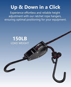 1/4" Adjustable Tie Down Ratchet: 2 Pack of Durable Rope Adjuster - Mini Ratchet Straps for Truck Roof Racks