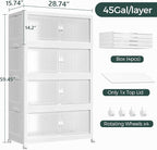 180Gal Stackable Storage Bins with Lid and Wheels, 720QT Plastic Collapsible Storage Boxes with Doors, Closet Organizer and Storage Cabinet for Home Kitchen Office Dorm Room, 4Pack White