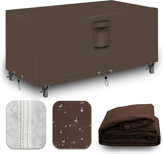Heavy Duty Patio Furniture Covers Waterproof, 600D Outdoor Furniture Cover Waterproof for Sectional Sofa Couch, Outdoor Dining Table and Chair Set Covers 96''L x 64''W x 32''H, Brown
