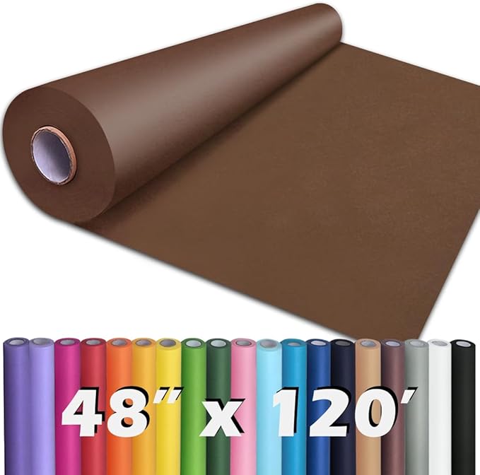PerkHomy 48" x 1,440" (120') Coffee Kraft Paper Roll for Craft Bulletin Board Paper Art Table Covering Crafting Gift Wrapping Bouquet Packing Parcel 80GSM 55LB (Coffee, 48" x 120')