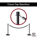 Montour Line Cline Post and Rope Stanchion, Sloped Base, (Polished Stainless Steel Post, Crown Top)