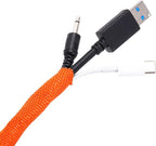MECCANIXITY Braided Cable Sleeves Heat Shrinkable Fabric Sleeving, 7/8" 60ft Orange 2:1 Ratio Heat Shrinkable Cord Protector for Harness Cable, Network Cable Protection, Cable Management