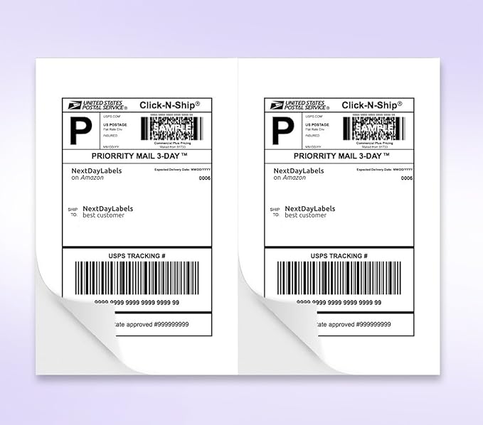 NextDayLabels – 8-1/2" x 5-1/2" Rectangular Sticker Labels for Printer - White Laser/Inkjet Printer Labels Return Address Labels Shipping Label Stickers (250 Sheets, 2 Per Sheet, 500 Labels)
