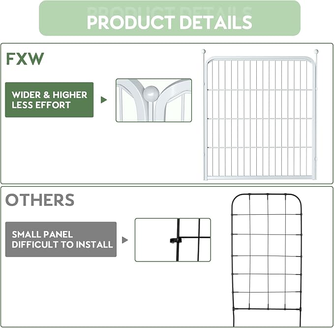 ZXMOTO Decorative Garden Fence 12 Pack 32in (H) x 28ft (L) with Lock,Metal Wire Fencing Border Animal Barrier,Flower Edging for Yard Landscape Patio Outdoor Decor