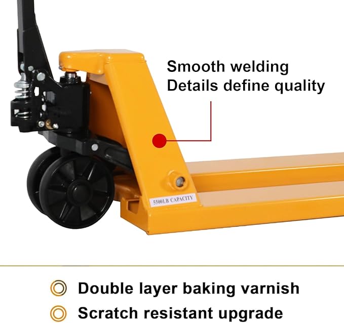 Apollo Pallet Jack Manual Pallet Truck Standard Duty Hand Trucks 5500 Lb. Capacity 21 x 48 Forks Material Handling Tools
