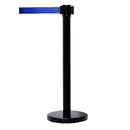 VIP Crowd Control Retractable Belt Queue Safety Stanchion Barrier Set, 36" Ht, 78" Blue Belt (2 Posts)