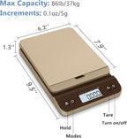 QP Digital Shipping Postal Scale, 86lb/0.1oz Accuracy Postage Scale with Hold/Tare Function, LCD Display, Flip-up Holder Package Scale, UPS Postal Scale for Packages, Battery & Tape Measure Included