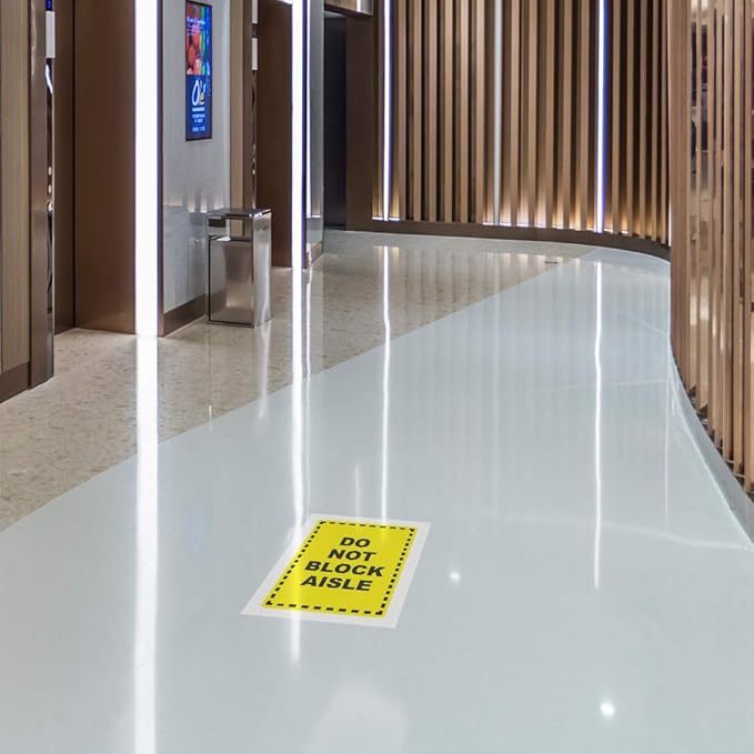 Do Not Block Floor Decals Aisle Yellow Anti-Slip Vertical Shape Lifestyle Industrial Door Signs Stickers 24Inches Longer Side