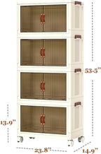 4 Tier Plastic Stackable Storage Bins and Boxes Organizer, Foldable Containers, Stackable Closet Organizers, Collapsible Boxes, White (4 Tier, 23.6″)