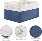TheWarmHome Storage Bins for Shelves - 1 Pack 13.8x9.7x6.7 inch Collapsible Storage Basket for Organizing, Dog Toy Bin for Closet Organizer laundry Cloth Nursery (White & Jean Blue)