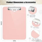 Hongri Plastic Clipboard with Pen Holder, Pink 8.5x11 Letter Size Clip Board for Classroom, Office, Students, Nurses and Women, Low Profile Clip, Size 12.5 x 9 in(Pack of 2)