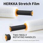 Stretch Film, HERKKA Stretch Wrap with Handles Industrial Strength, Moving Wrapping Plastic Roll, Shrink Wrap for Pallet Wrap, 15" x 1000 Feet, 3 Pack, 60 Gauge