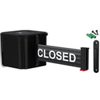 WM412 Retractable Belt Wall Mounted Smooth Black Crowd Control Barrier and Receiving End, 15' This Lane Closed Belt