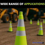 48 Pack 28" Inch Lime Traffic Safety Cones with Dual Reflective Collars - High Visibility Industrial Pylons Traffic Cones for Road, Parking Lots, Driving, Construction