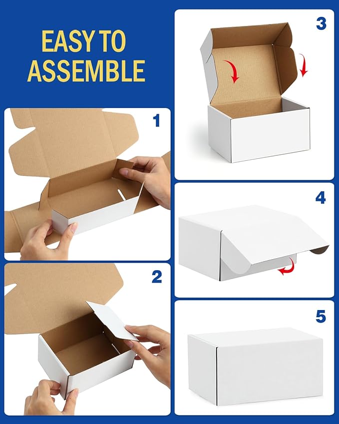 Assorted-Sizes-Shipping-Boxes-24-Pack: 11x8x2 & 12x9x3 & 13x10x2 Small-Shipping-Boxes-Mailers, White Corrugated-Cardboard-Boxes-for-Packing-Small-Business Mailing