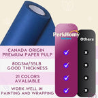 PerkHomy 17.8" x 1,440" (120') Blue Kraft Paper Roll for Craft Bulletin Board Paper Art Table Covering Crafting Gift Wrapping Bouquet Packing Parcel 80GSM 55LB (Blue, 17.8" x 120')