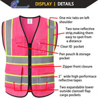 Safety Vest for Men Women,Mesh High Visibility Construction Work Vest with Reflective Strips,Meets ANSI/ISEA Standards(EK175-Mesh-Hot Pink-2XL)